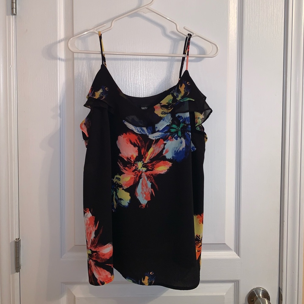 Black ruffle tank top